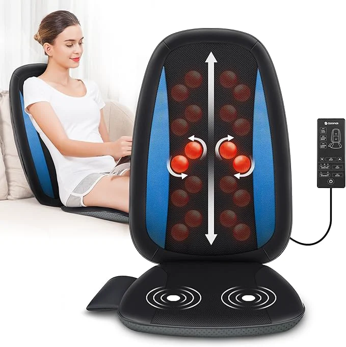 Natural COMFIER Back Massager with Heat Deep Tissue Kneading Massage Seat Cushion Premium Material