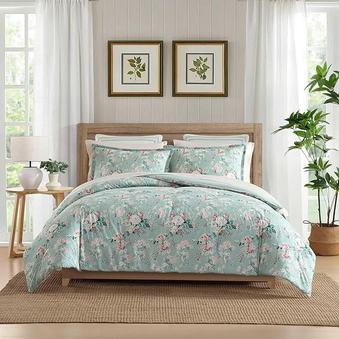 Specialty Laura Ashley – Comforter Set Luxurious Bedding with Matching Shams Soft amp Serene Room Essentials Rosemoore Teal Full Queen Fashionable