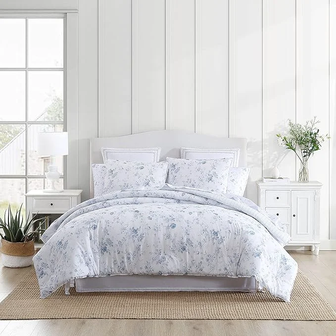 Durable Laura Ashley – Twin Comforter Set Soft amp Reversible Cotton Bedding with a Smooth Feel Medium Weight for Year Round Comfort 2 Piece Bed Set with Matching Pillowcase Belinda Blue Recyclable