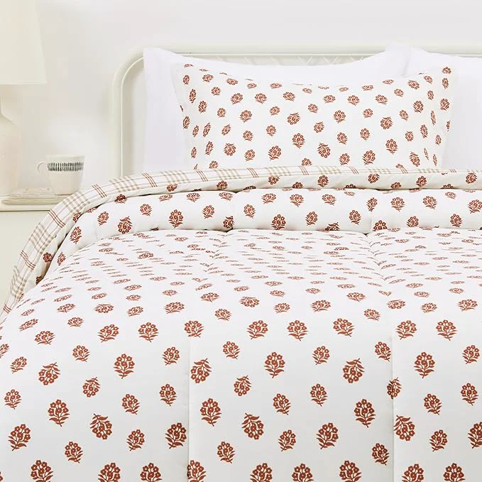 Fine Crafted Amazon Basics Lightweight Microfiber Comforter Sets 2-Pieces Off White Floral Twin Twin XL Classic