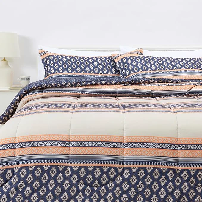 Recyclable Amazon Basics Lightweight Microfiber Comforter Set 3-Piece Gray Geometrics King Authentic