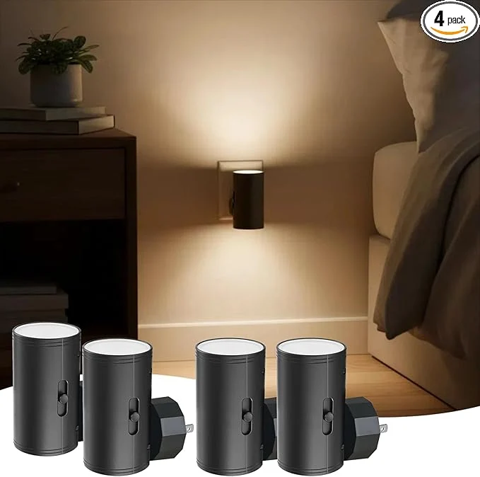 Authentic TSEXES 4 Pack LED Night Light Plug in Dusk to Dawn Sensor 5-300LM Adjustable Top-Quality