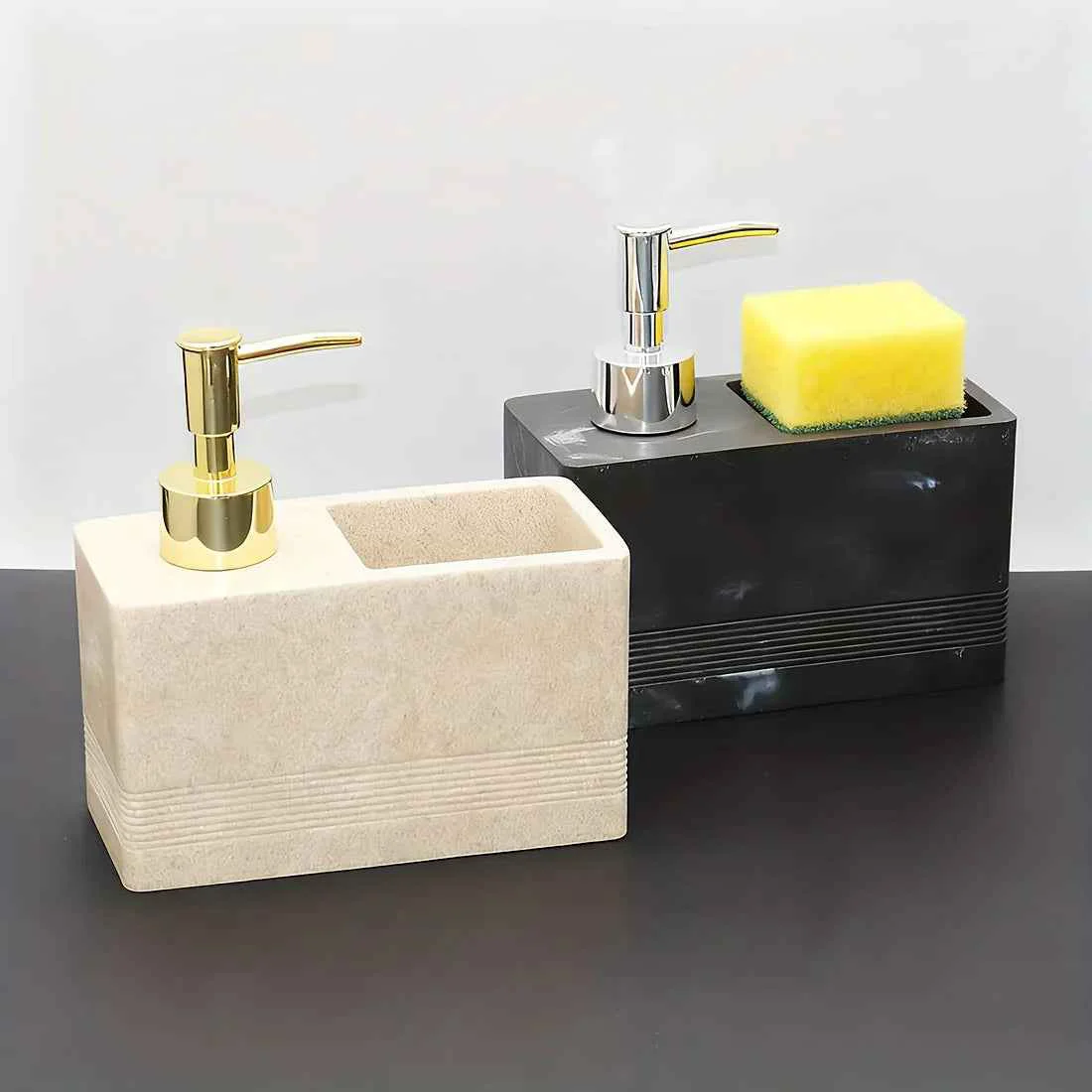 Convenient Kitchen Multi-Functional Cleaner Soap Dispenser Manual Press Pump for Dish Soap and Sponge Storage Dish Soap Dispenser Dish Soap Dispenser with Sponge Effective