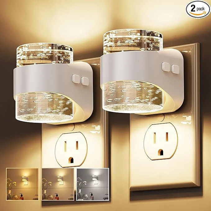 Organic L LOHAS LED Night Light 3CCT Bubble Night Lights Plug into Wall 2 Pack Unique