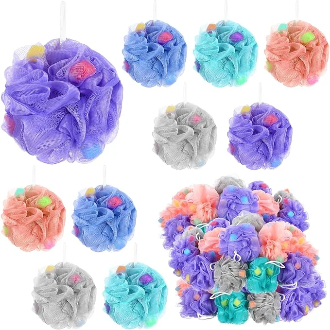 Original CHENGU 50 Pack Loofah Sponge Bath Sponge Shower Loofah Mesh Shower Ball Bath Top-Quality