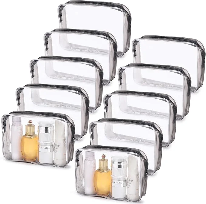 Professional Tmax 10 Pack Clear Cosmetic Bags Makeup Bags Portable Waterproof TSA High-Quality
