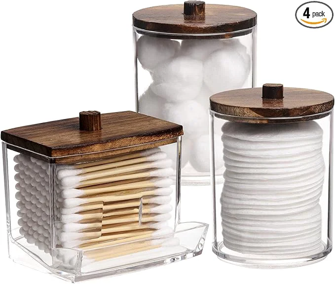 Genuine Tmax Qtips Holder Bathroom Container 10 OZ Cotton Ball Swabs Dispenser Crafted