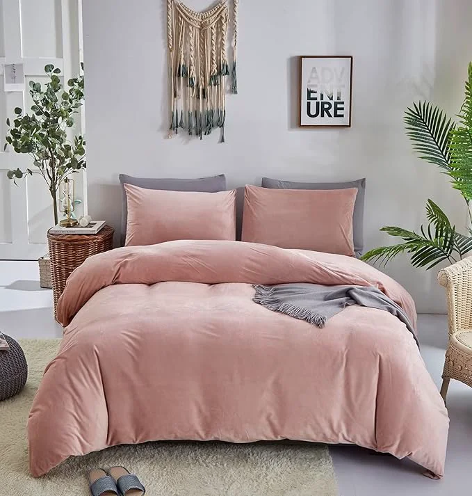 Proven Houseri Velvet Pink Comforter Set Queen Blush Bedding Fluffy Light Flannel Sets Furry Dusty Sherpa Comforters Warm Fuzzy Blanket 90 39 39 90 39 39 Organic