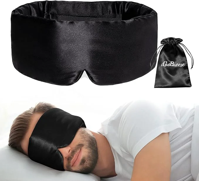 Selected Natural Silk Eye Mask for Women Men Soft Pressureless Cooling Blackout Environmentally Friendly