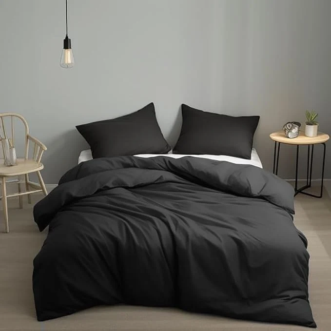 Fashionable Houseri Black Comforter Set – King Size Bedding for Men amp Women – Simple Solid Black Comforter amp Quilts Expertly Made