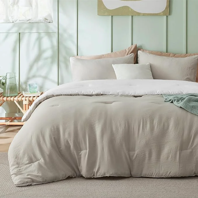 Fine Crafted Bedsure Queen Comforter Set Beige White Soft Prewashed Bedding for All Seasons 3 Pieces GentleSoft™ Bed Set 1 Lightweight Comforter 90 quot x90 quot and 2 Pillowcases 20 quot x26 quot Genuine