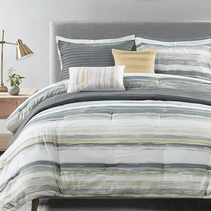 Excellent Madison Park Marina Comforter Quilt Combo Set – Modern Luxury Design All Season Down Bedding Matching Shams Decorative Pillows King Cal King 104 quot x92 quot Yellow 8 Piece Original
