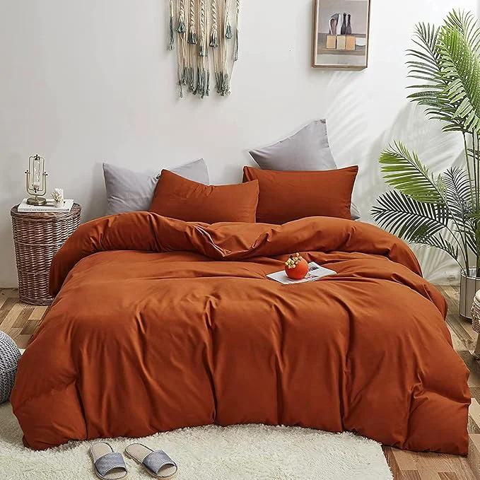 Optimized Houseri Burnt Orange Comforter Set Full Teen Boys Girls 3 PCS Rust Bedding Sets Full Size Terracotta Caramel Comforter Lightweight Breathable Soft Comfy Modern Reddish Brown Bed Quilts Blankets Full Recyclable