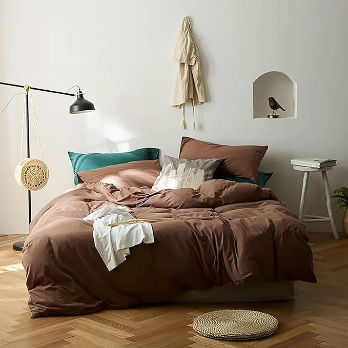 Versatile Cottonight Brown Comforter Set California King Bedding Set Solid Modern Chocolate Color Blanket Quilts Soft Fashion Solid Cal King Set for Women Men Comfortable