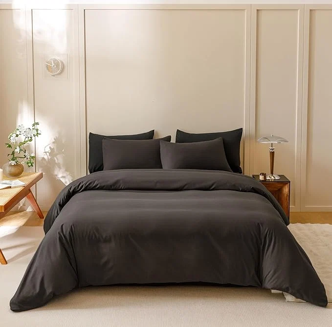 Certified Houseri Dark Brown Comforter Set King 3 Piece Dark Chocolate Bedding King Size Lightweight Black Coffee Bed Set Soft Comfy Quilt Blanket King Convenient