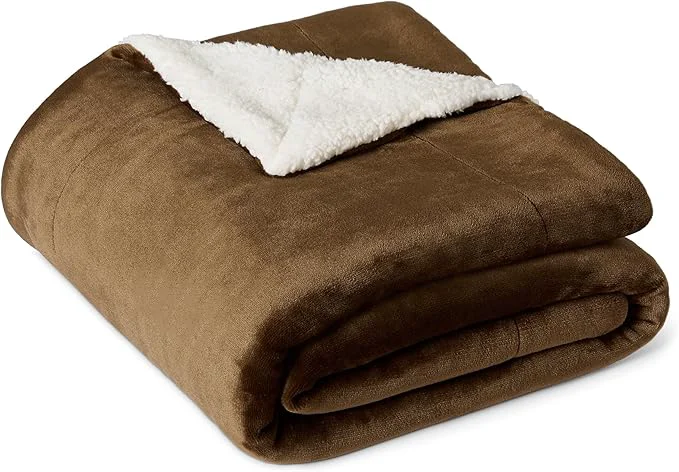 Fashionable Amazon Basics Reversible Sherpa Throw Blanket Brown 50 quot x60 quot Next-Generation