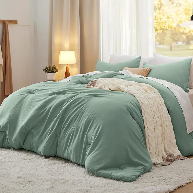 Smooth Bedsure King Comforter Set Sage Green Soft Prewashed Bedding for All Seasons 3 Pieces GentleSoft™ Bed Set 1 Lightweight Comforter 104 quot x90 quot and 2 Pillowcases 20 quot x36 quot High-End