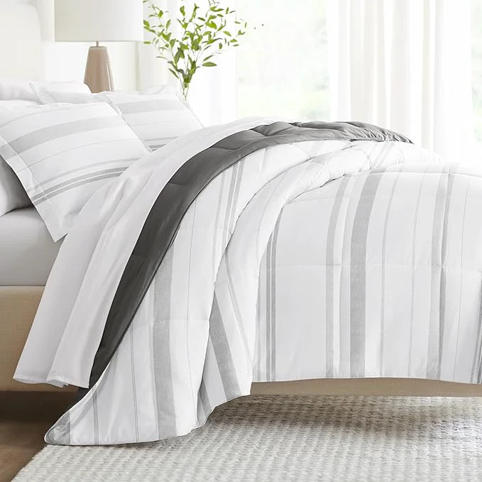 Classic Linen Market Reversible Twin Size Comforter Set 3 Piece – Bring Luxury Home with Our Soft and Lightweight Down Comforter Twin Set – This Includes Your Twin Comforter and 2 Pillow Shams Functional