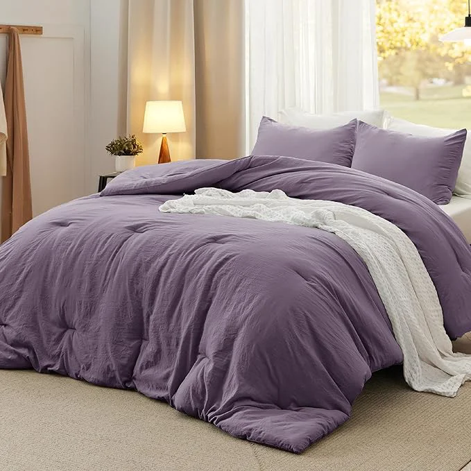 Bedsure Full Comforter Set Grayish Purple Soft Prewashed Bedding for All Seasons 3 Pieces GentleSoft™ Bed Set 1 Lightweight Comforter 82 quot x86 quot and 2 Pillowcases 20 quot x26 quot Organic