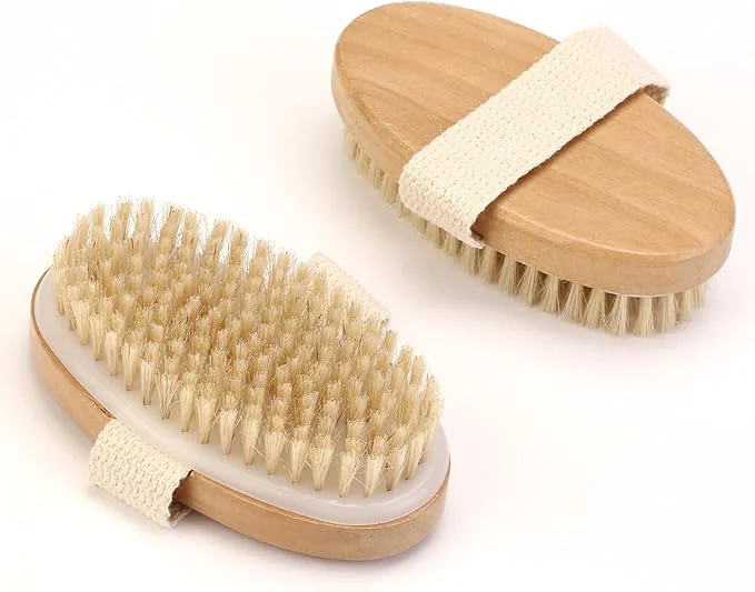 Consistent 2Pcs Natural Bristle Exfoliating Brush Body Scrubber Reusable