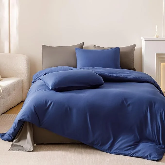Smart Cottonight Royal Blue Comforter Sets King Dark Blue Bedding Comforter King Size Quilts Blanket Ultra Soft Breathabe Solid Bedding Set for Women Men Safe