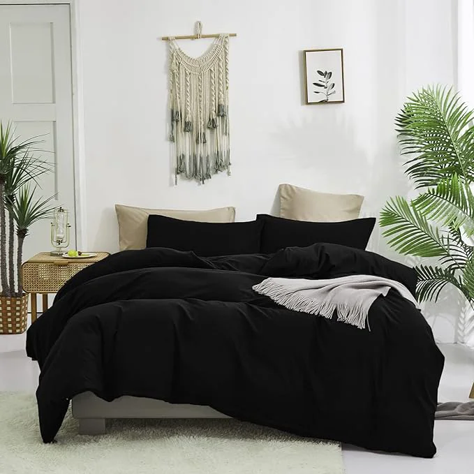 Crafted Cottonight Black Comforter Cal King Men Black Bedding Comforter Set California King Dark Color Modern Quilts Blanket Soft Breathabel Gothic Comforter Set for Adults Teens Fine Crafted