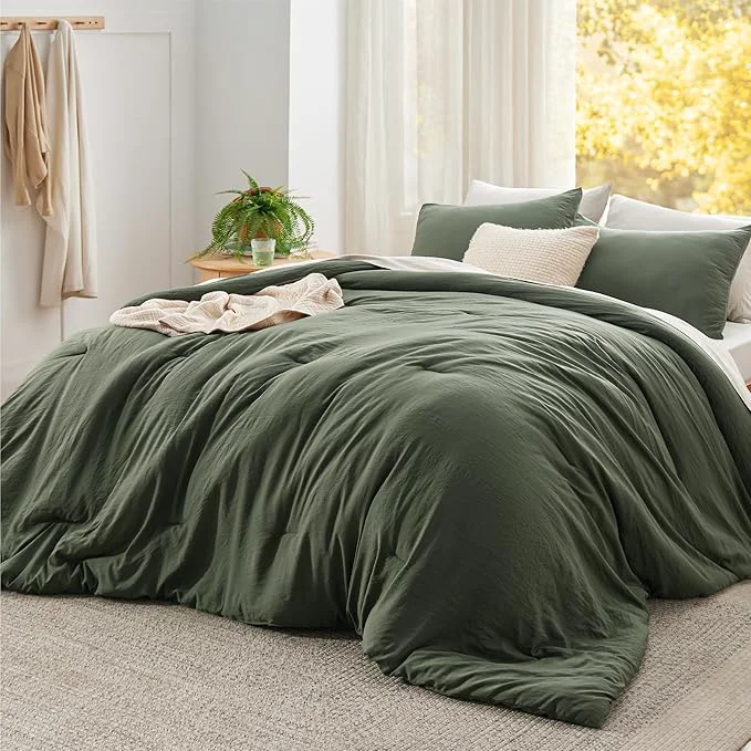 Bedsure Super King Plus Comforter Set Dark Green Soft Prewashed Bedding for All Seasons 3 Pieces GentleSoft™ Bed Set 1 Lightweight Comforter 128 quot x120 quot and 2 Pillowcases 20 quot x36 quot Prestigious