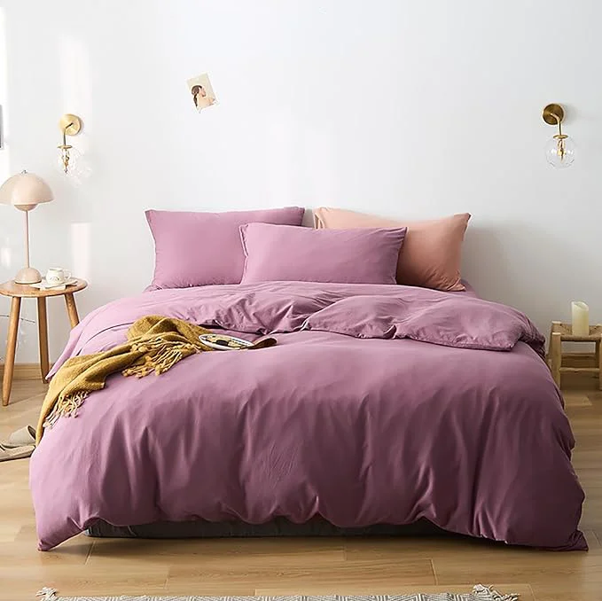 Fine Cottonight Purple Comforter Set King Women Dusty Purple Bedding Set Pale Mauve Blanket Quilts Dark Lilac Soft Breathable 3 Piece Comforter Set for King Bed Women Girls Artisan