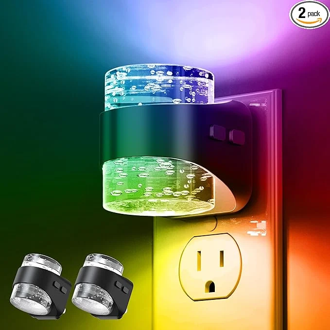 Reliable L LOHAS LED Night Light RGB Bubble Night Lights Plug into Wall 2 Pack Minimalist