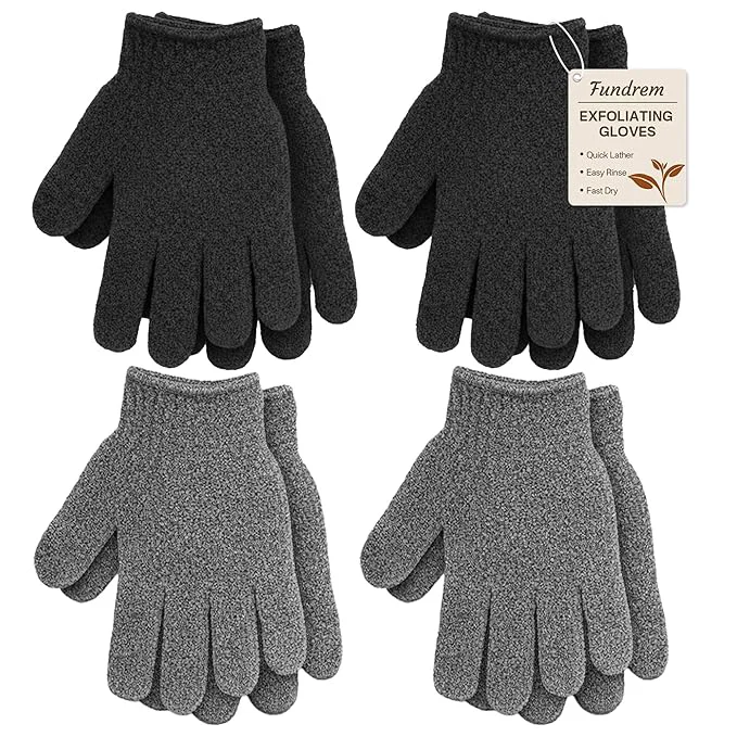 Official 4 Pairs Exfoliating Gloves for Shower Shower Gloves Body Scrubber Korean Long-Lasting