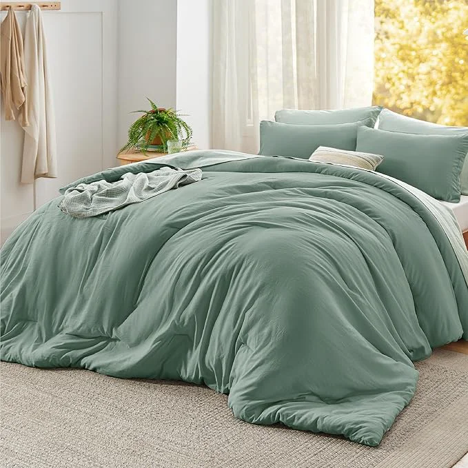 User-Friendly Bedsure Super King Comforter Set Sage Green Soft Prewashed Bedding for All Seasons 3 Pieces GentleSoft™ Bed Set 1 Lightweight Comforter 120 quot x120 quot and 2 Pillowcases 20 quot x36 quot Excellent