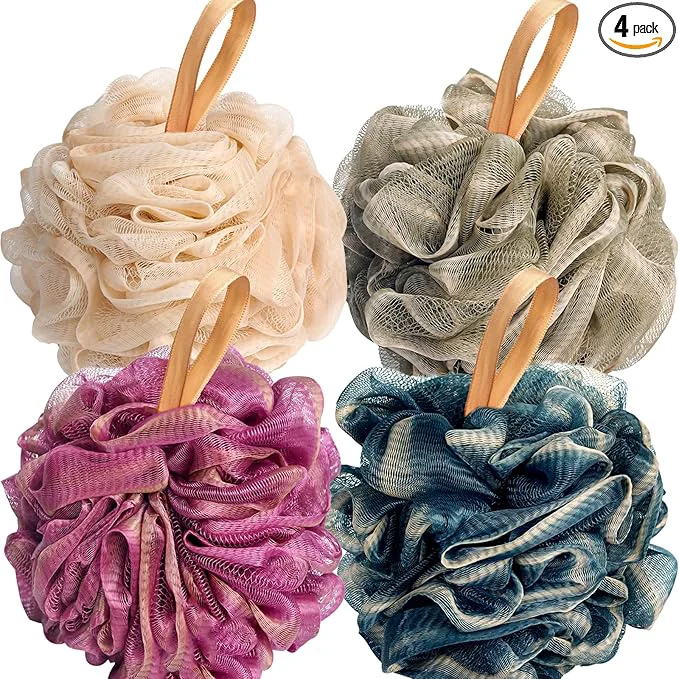 Specialty Fishent Loofahs Bath Sponge 4 Pack 70g Soft Mesh Pouf Shower Puffs Loofa Trusted
