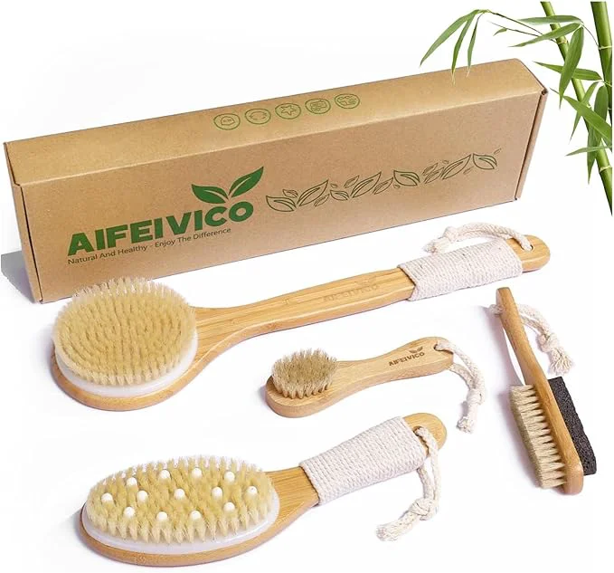 Original Design Dry Brushing Body Brush Natural Boar Bristle Dry Brush Bamboo Exfoliating Body Durable