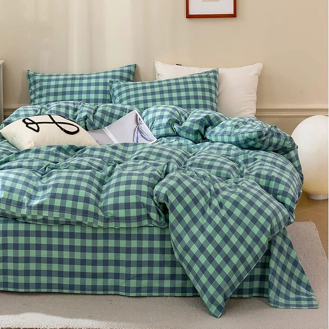 Environmentally Friendly HighBuy Turquoise Gingham Comforter Set Twin XL Modern Cute Plaid Grid Comforter Set Soft Fluffy 3 Pieces Checkered Pattern Comforter with 2 Pillowcases Farmhouse Gingham Bedding Set Healthy