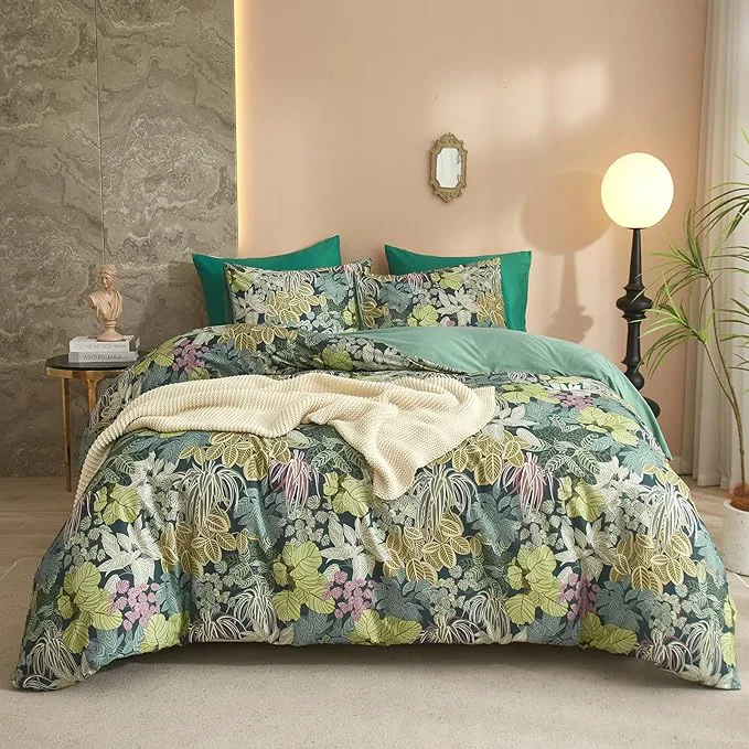 Crafted HighBuy Twin XL Comforter Set Green Leaves Cottagecore Bedding Comforter for Kids College Bedding Set 3 Piece Women Girls Topical Botanical Quilts Garden Comforter with 2 Pillowcases Sophisticated