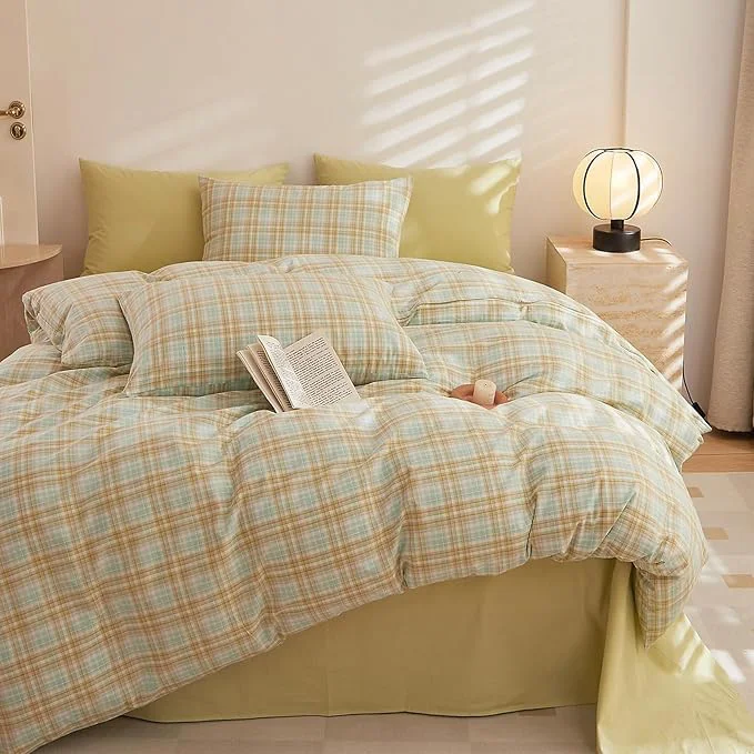 Consistent HighBuy Full Comforter Set Gingham Bedding Plaid Checkered Patchwork Bedding Comforter Set Boho Geometric Grid Bedding Sets for Boys Girls Cozy Fluffy Comforter Patchwork Plaid Comforter Sets Trendy