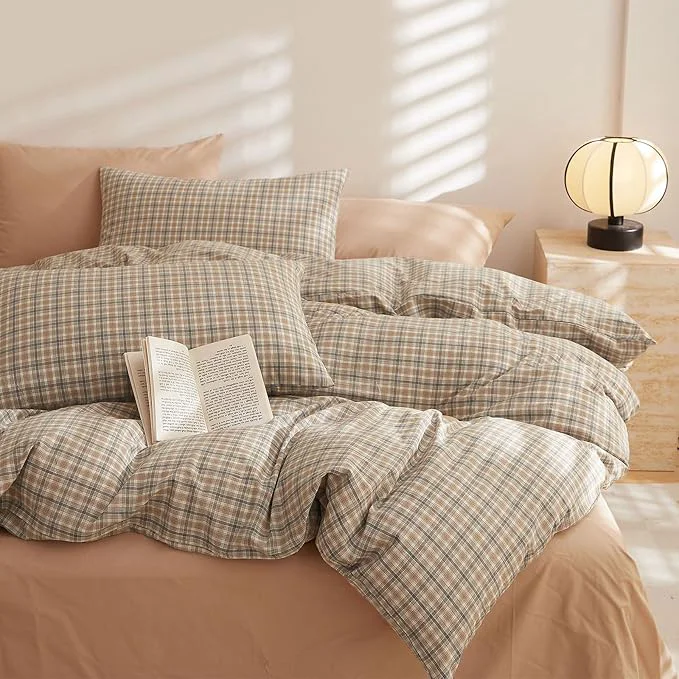 Authentic HighBuy Twin XL Comforter Set Fluffy Khaki Plaid Checkered Pattern Comforter Set Grid Plaid Bedding Comforter for Boys Girls Modern Style Geometric Comforter with 2 Pillow Shams Twin XL Excellent