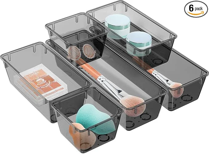 Consistent WOWBOX 6 Pack Clear Drawer Organizer Set Acrylic Drawer Storage Trays Excellent