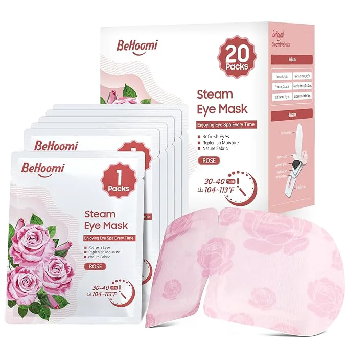 Enhanced BeHoomi 20Packs Steam Eye Mask Heated Eye Mask Warm Compress Solid
