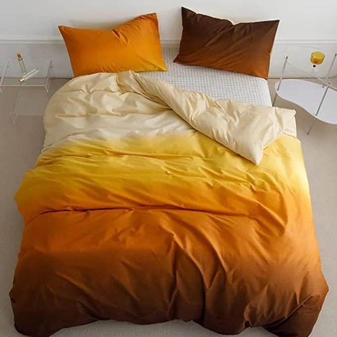 Innovative Houseri Gradient Yellow Comforter Set Full Cream Orange Bedding Sets Size Gold Multi Color for Teen Girls Boys Artistic Sunset Quilt Queen 2-orange Gradient Long-Lasting