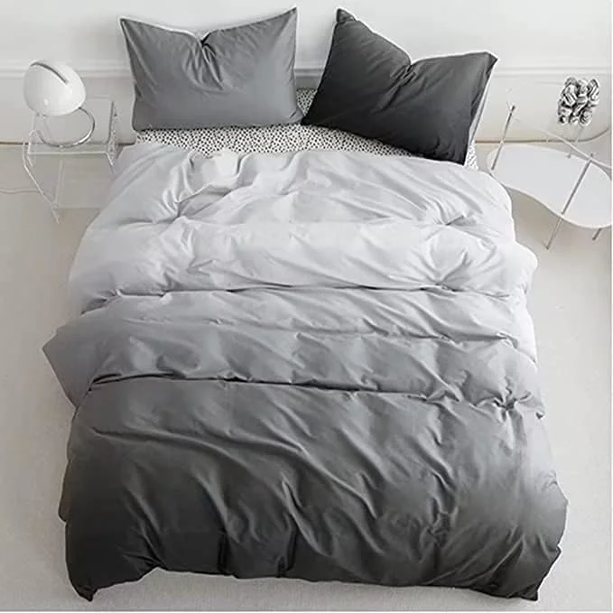 Breathable Houseri Full Size Comforter Set Gradient Grey and White Bedding Sets Full for Teen Boys Girls Light and Dark Gray Comforters Aesthetic Soft Comfy Silver Gray Preppy Dorm Bed Quilts Blankets Full Outstanding