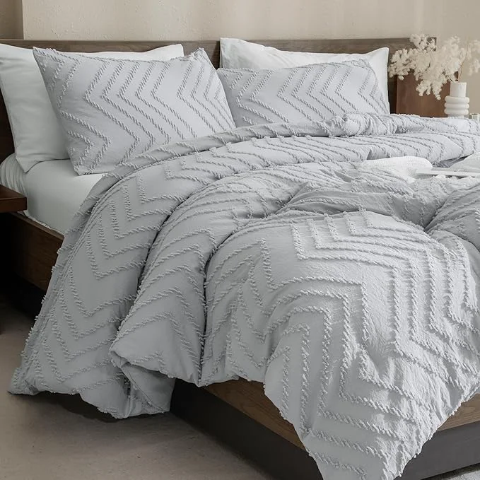Carefully Designed Andency Silver Grey Oversized Super King Plus Comforter Set 128×120 Extra Large King Size Comforter Oversize Boho Soft Warm Bedding Comforter Sets 3 Pieces Aesthetic Chevron Textured Bedding High-Grade