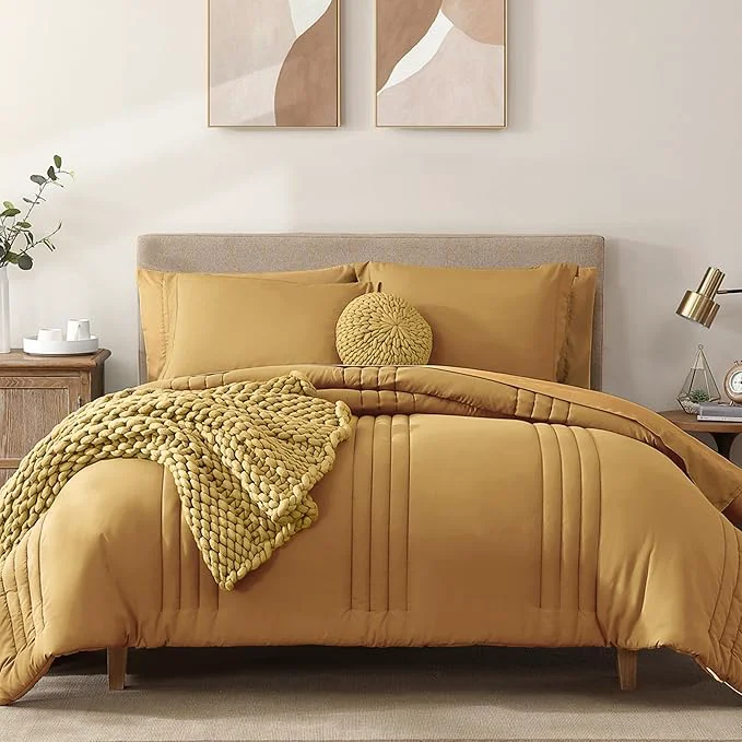 High-Quality Monbix Queen Comforter Set – 7 Pieces Desert Yellow Bed in a Bag Queen Bedding Sets with Comforters All Seasons Comforter Bed Set with Sheets Pillowcases amp Shams Exceptional