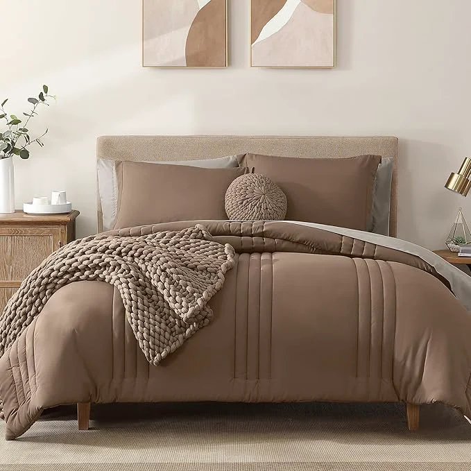 Certified Monbix Oversized Queen Comforter Set – 7 Pieces Brown Bed in a Bag Oversized Queen Bedding Sets with Comforters All Seasons Comforter Bed Set with Sheets Pillowcases amp Shams User-Friendly
