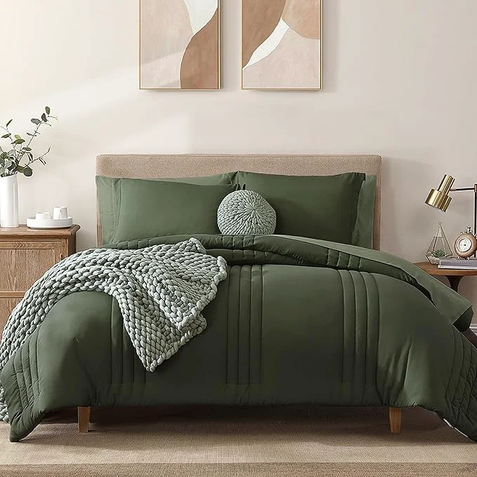 Responsible Monbix California King Size Comforter Set – 7 Pieces Bed in a Bag California King Olive Green Bedding Sets All Seasons Comforter Bed Set with Sheets Pillowcases amp Shams Exclusive
