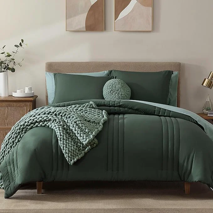 Smart Monbix California King Size Comforter Set – 7 Pieces Bed in a Bag California King Deep Forest Bedding Sets with Comforter All Seasons Bed Set with Sheets Pillowcases amp Shams Recyclable