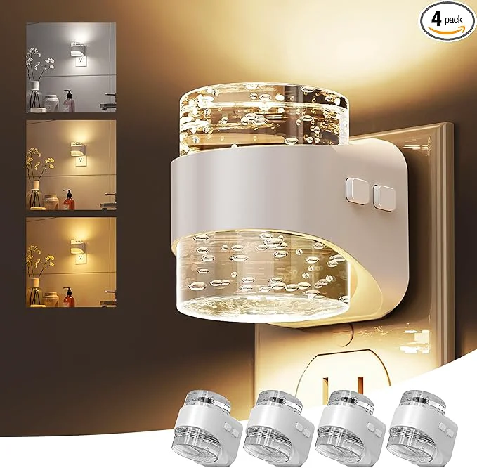 Certified L LOHAS LED Night Light 3CCT Bubble Night Lights Plug into Wall 4 Pack Enhanced