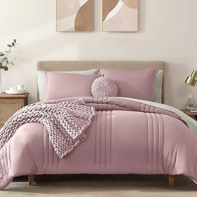 Stylish Monbix Full Comforter Set – 7 Pieces Bed in a Bag Full Size Bedding Sets with Comforters All Seasons Comforter with Sheets Pillowcases amp Shams Fine