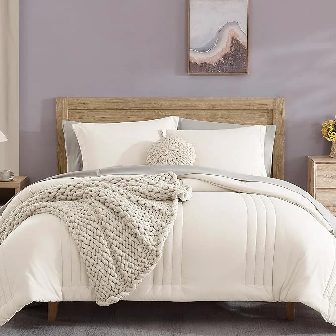 Reusable Monbix King Size Comforter Set – 7 Pieces Bed in a Bag King Snow White Bedding Sets with Comforter All Seasons Comforter Bed Set with Sheets Pillowcases amp Shams Soft