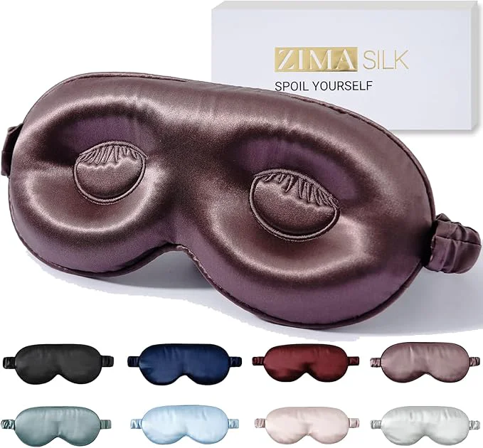 Safe ZIMASILK Adjustable 22 Momme Pure Mulberry Silk Sleep Mask 3D Contoured Durable